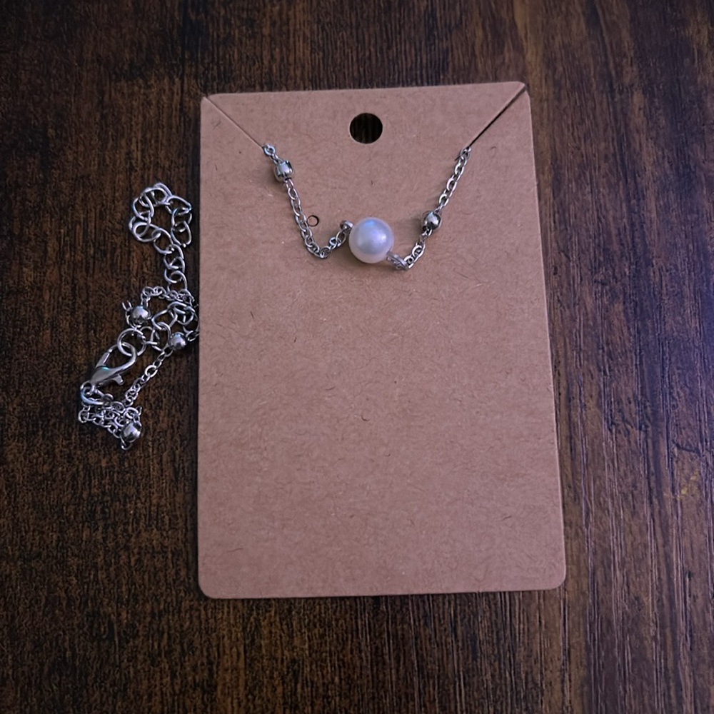 Delicate Silver Pearl Necklace - Single Pearl Pendant